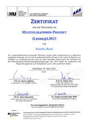 Allaithy Raed: Zertifikat Multiplikatoren Projekt